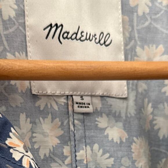 Madewell Preppy Ruffle-Neck Anorak Raincoat French Floral Blue Moon Size Smalll - Picture 14 of 14